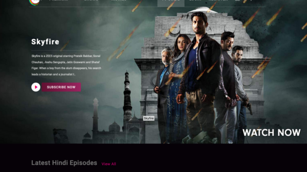 Screenshot of Zee5's homepage