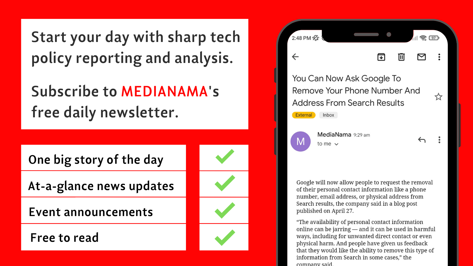 Weve revamped MediaNamas Daily Newsletter. 4